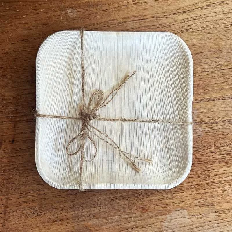 10 Assiettes Carrées Feuilles De Palmier 20 Cm 4 10 Assiettes Carrées Feuilles De Palmier 20 Cm – Image 2