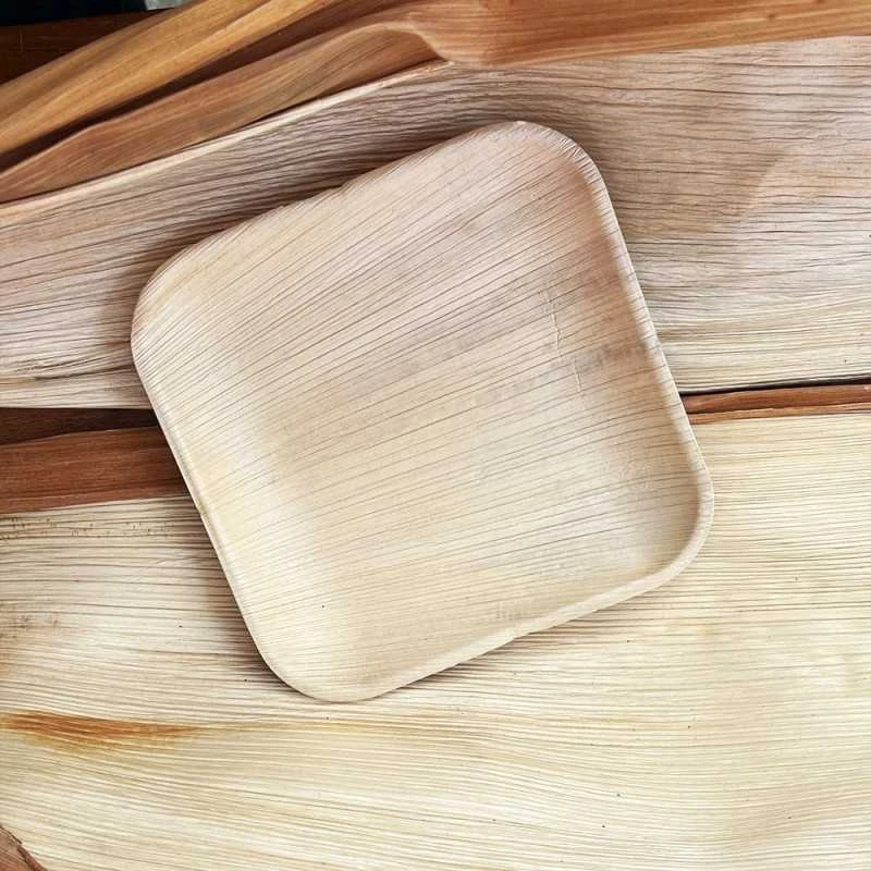 10 Assiettes Carrées Feuilles De Palmier 20 Cm 5 10 Assiettes Carrées Feuilles De Palmier 20 Cm – Image 3