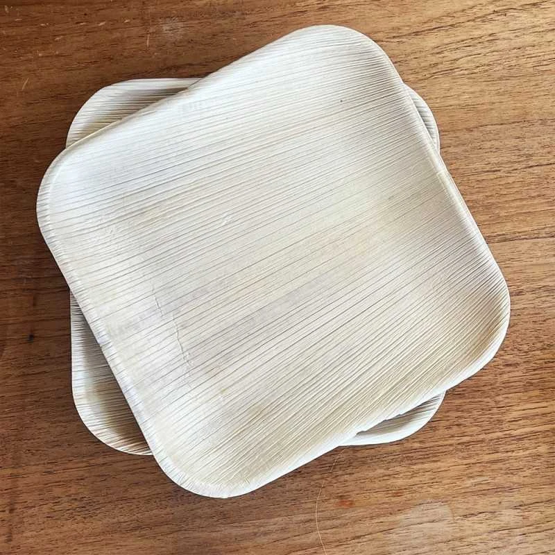 10 Assiettes Carrées Feuilles De Palmier 20 Cm 3 10 Assiettes Carrées Feuilles De Palmier 20 Cm