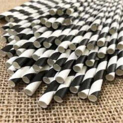 100 Pailles Papier Torsadées Noires Et Blanches 9 100 Pailles Papier Torsadées Noires Et Blanches -Vacances Vaisselle Magasin 100 pailles papier torsadees noires et blanches 1 1