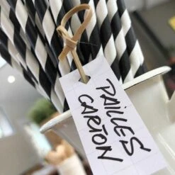 100 Pailles Papier Torsadées Noires Et Blanches 12 100 Pailles Papier Torsadées Noires Et Blanches -Vacances Vaisselle Magasin 100 pailles papier torsadees noires et blanches 1 4