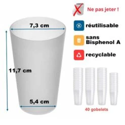 40 Verres Gobelets Ecocup Réutilisable Effet Givré 30 Cl -Vacances Vaisselle Magasin 100 verres gobelets ecocup reutilisable effet givre 30 cl 3