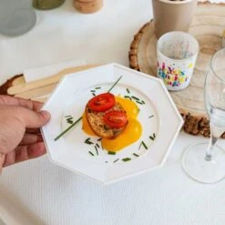 12 Assiettes Octogonales Blanches 17,5 Cm -Vacances Vaisselle Magasin 12 assiettes octogonales blanches 175cm lavables reutilisables 2