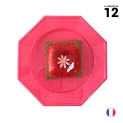 12 Assiettes Octogonales Fuchsia 17,5 Cm