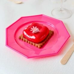 12 Assiettes Octogonales Fuchsia 17,5 Cm -Vacances Vaisselle Magasin 12 assiettes octogonales fuchsia 175cm lavables reutilisables 3
