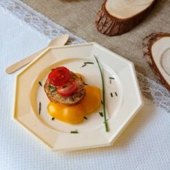 12 Assiettes Octogonales Ivoire 17,5 Cm -Vacances Vaisselle Magasin 12 assiettes octogonales ivoire 175cm lavables reutilisables 1