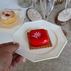 12 Assiettes Octogonales Ivoire 17,5 Cm -Vacances Vaisselle Magasin 12 assiettes octogonales ivoire 175cm lavables reutilisables 2