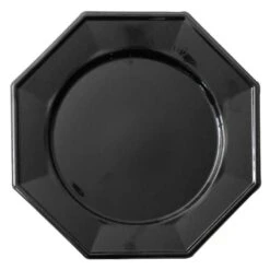 12 Assiettes Octogonales Noires 24,5 Cm -Vacances Vaisselle Magasin 12 assiettes octogonales noires 245cm lavables reutilisables 4