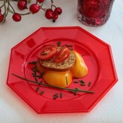 12 Assiettes Octogonales Rouges 17,5 Cm 10 12 Assiettes Octogonales Rouges 17,5 Cm -Vacances Vaisselle Magasin 12 assiettes octogonales rouges 175cm lavables reutilisables 3