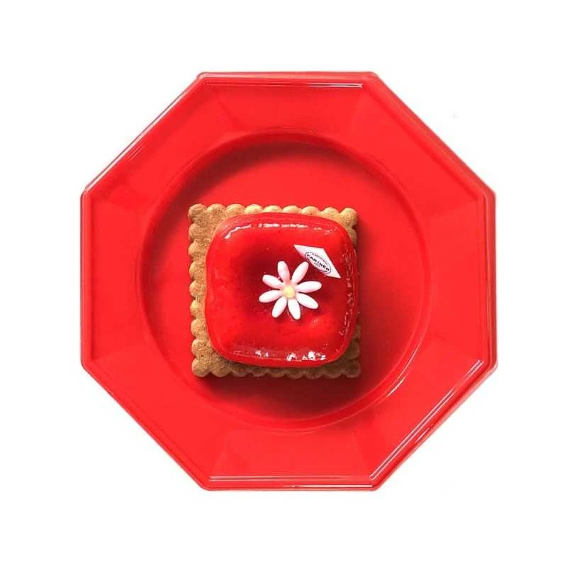 12 Assiettes Octogonales Rouges 17,5 Cm 3 12 Assiettes Octogonales Rouges 17,5 Cm