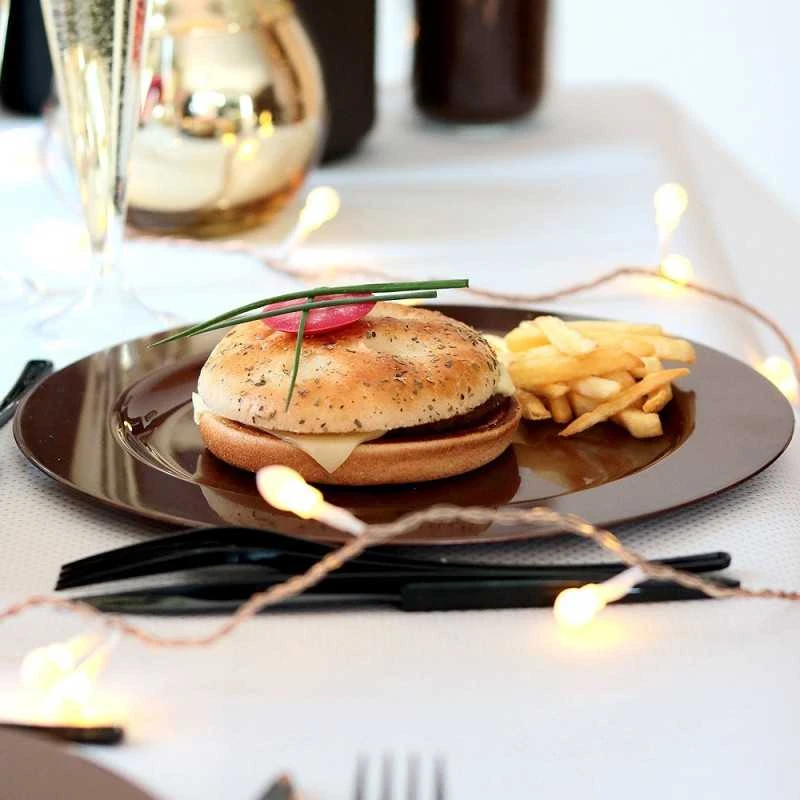 12 Assiettes Rondes Chocolat Luxe 24 Cm 4 12 Assiettes Rondes Chocolat Luxe 24 Cm – Image 2