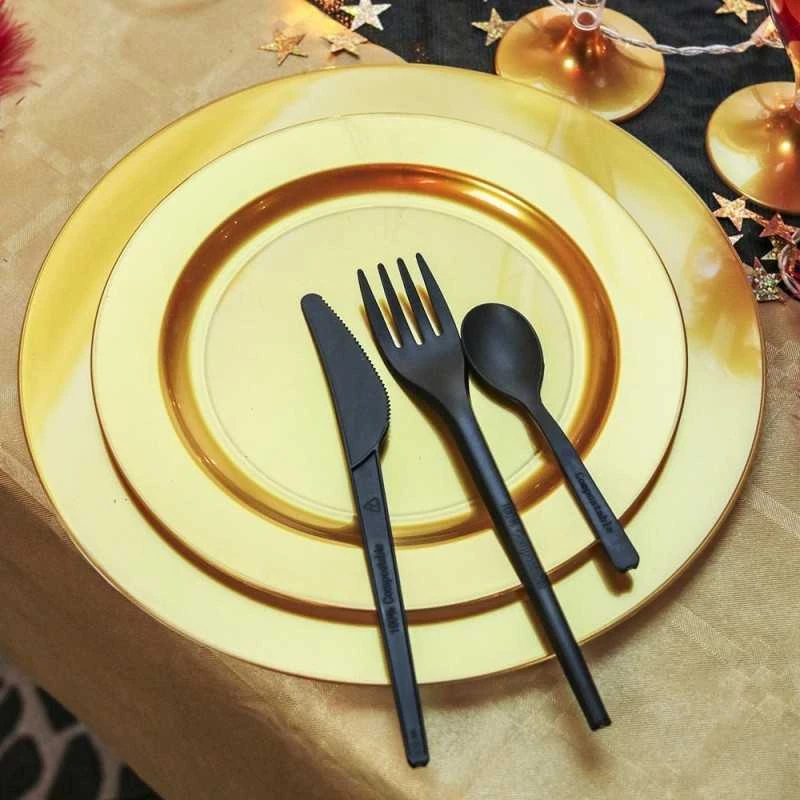 12 Assiettes Rondes Or Mat Luxe 19 Cm 4 12 Assiettes Rondes Or Mat Luxe 19 Cm – Image 2