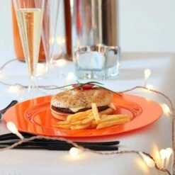 12 Assiettes Rondes Orange Luxe 19 Cm -Vacances Vaisselle Magasin 12 assiettes rondes orange 19 cm lavables reutilisables 1