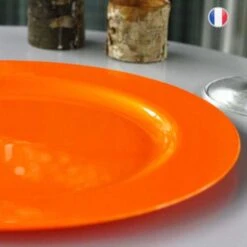 12 Assiettes Rondes Orange Luxe 19 Cm -Vacances Vaisselle Magasin 12 assiettes rondes orange 19 cm lavables reutilisables 3