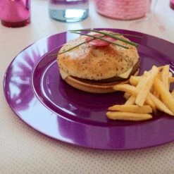 12 Assiettes Rondes Prune Pailleté Luxe 24 Cm -Vacances Vaisselle Magasin 12 assiettes rondes prune paillete 24cm lavables reutilisables 1 3