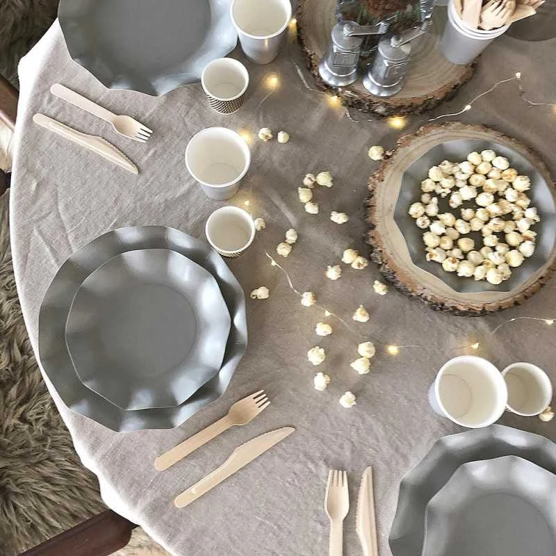 20 Assiettes Pétales 21 Cm Grises 5 20 Assiettes Pétales 21 Cm Grises – Image 3