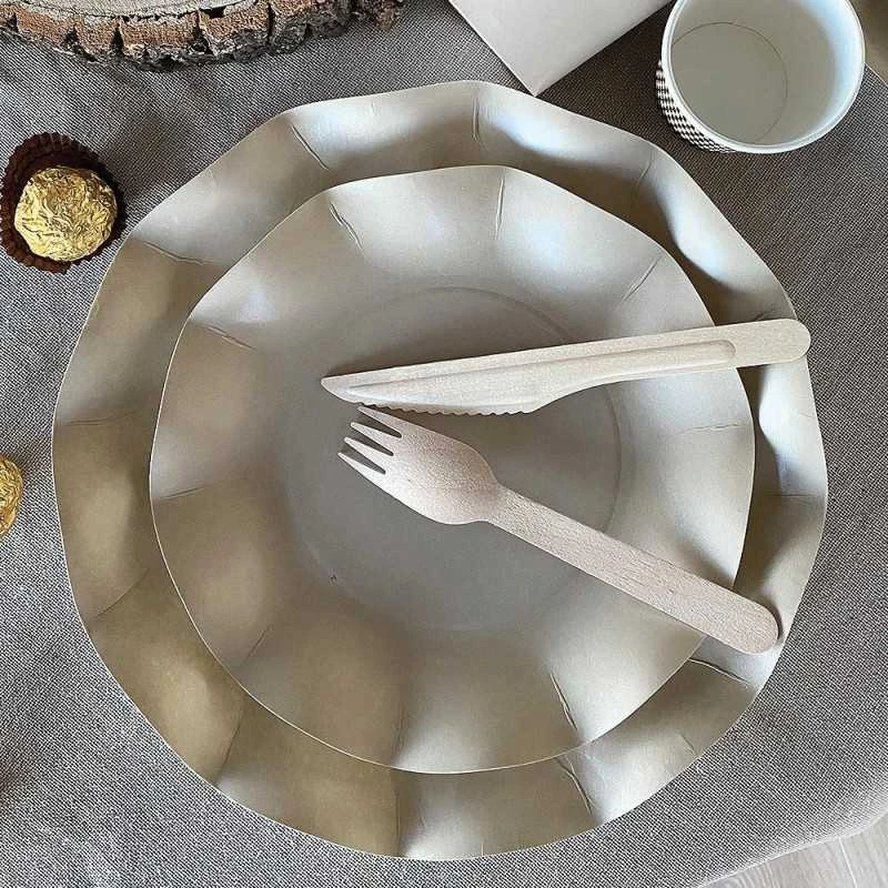 20 Assiettes Pétales 21 Cm Grises 6 20 Assiettes Pétales 21 Cm Grises – Image 4