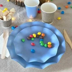 20 Assiettes Pétales 21 Cm Bleues -Vacances Vaisselle Magasin 20 assiettes bleues 21cm 100 bio et compostables 4