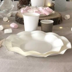 20 Assiettes Pétales 21 Cm Blanches -Vacances Vaisselle Magasin 20 assiettes petale 21cm blanches biodegradables et compostables 5