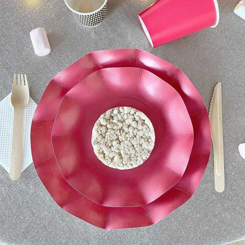 20 Assiettes Pétales 21 Cm Rouges 5 20 Assiettes Pétales 21 Cm Rouges – Image 3