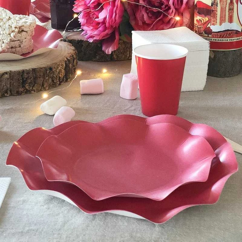 20 Assiettes Pétales 21 Cm Rouges 6 20 Assiettes Pétales 21 Cm Rouges – Image 4