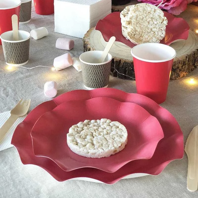 20 Assiettes Pétales 21 Cm Rouges 7 20 Assiettes Pétales 21 Cm Rouges – Image 5