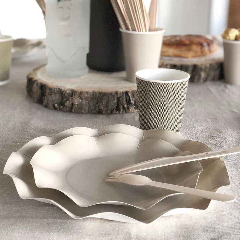 20 Assiettes Pétales 21 Cm Taupes 7 20 Assiettes Pétales 21 Cm Taupes – Image 5