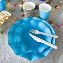 20 Assiettes Pétales 21 Cm Turquoises -Vacances Vaisselle Magasin 20 assiettes petale 21cm turquoise biodegradables et compostables 3