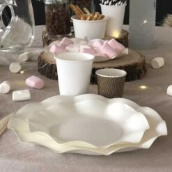 20 Assiettes Pétales 27 Cm Blanches -Vacances Vaisselle Magasin 20 assiettes petale 27cm blanches biodegradables et compostables 3