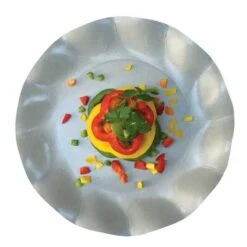 20 Assiettes Pétales 27 Cm Grises