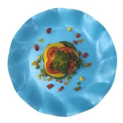 20 Assiettes Pétales 27 Cm Turquoise