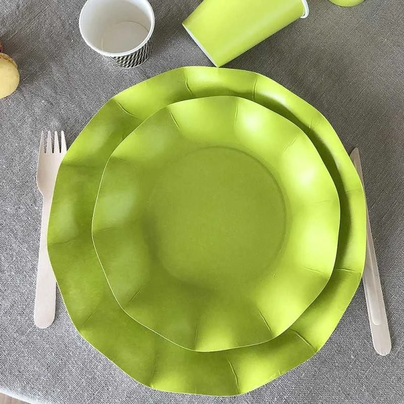 20 Assiettes Pétales 27 Cm Vertes 5 20 Assiettes Pétales 27 Cm Vertes – Image 3