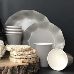 20 Gobelets Gris 25 Cl -Vacances Vaisselle Magasin 20 gobelets gris 25cl biodegradables et compostables 2