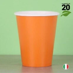 20 Gobelets Orange 25 Cl