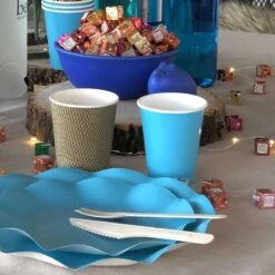 20 Gobelets Turquoise 25 Cl -Vacances Vaisselle Magasin 20 gobelets turquoise 25cl biodegradables et compostables 2