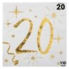 20 Petites Serviettes Blanches Et Or Métallisés 20 Ans 25 X 25 Cm -Vacances Vaisselle Magasin 20 petites serviettes blanches et or metallises 20 ans 25 cm x 25 cm