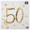 20 Petites Serviettes Blanches Et Or Métallisés 50 Ans 25 X 25 Cm -Vacances Vaisselle Magasin 20 petites serviettes blanches et or metallises 50 ans 25 cm x 25 cm