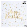 20 Petites Serviettes Happy Birthday Métal Blanc Et Or 25 X 25 Cm -Vacances Vaisselle Magasin 20 petites serviettes happy birthday metal blanc et or 25 x 25 cm