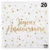 20 Petites Serviettes Joyeux Anniversaire Blanc Et Or 25 X 25 Cm -Vacances Vaisselle Magasin 20 petites serviettes joyeux anniversaire blanc et or 25 x 25 cm