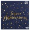 20 Petites Serviettes Joyeux Anniversaire Marine Et Or 25 X 25 Cm -Vacances Vaisselle Magasin 20 petites serviettes joyeux anniversaire marine et or 25 x 25 cm