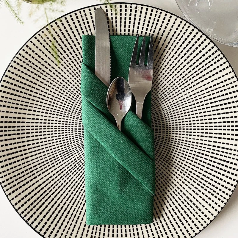 20 Serviettes Non-tissées Vert Foncé Premium 40 Cm Table'Colors 8 20 Serviettes Non-tissées Vert Foncé Premium 40 Cm Table'Colors – Image 6