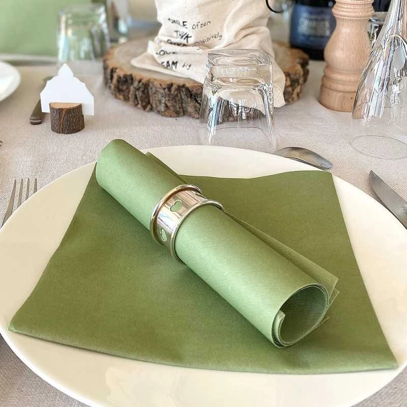 20 Serviettes Non-tissées Vert Olive Premium 40 Cm Table'Colors 5 20 Serviettes Non-tissées Vert Olive Premium 40 Cm Table'Colors – Image 3