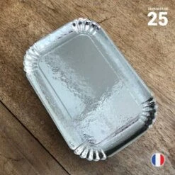 25 Plateaux Argentés En Carton 19x 28 Cm