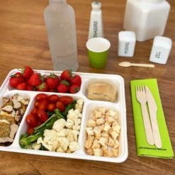 25 Plateaux Repas 5 Cases Nature 23,5 X 32 -Vacances Vaisselle Magasin 25 plateaux repas 5 cases biodegradables compostables 3