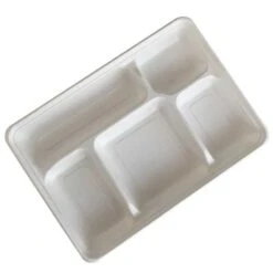 25 Plateaux Repas 5 Cases Nature 23,5 X 32 -Vacances Vaisselle Magasin 25 plateaux repas 5 cases biodegradables compostables 4