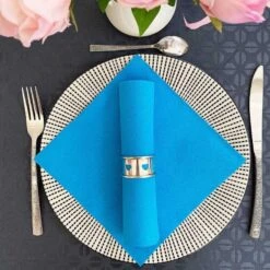25 Serviettes Non-tissées Aqua Premium 40 Cm Table'Colors -Vacances Vaisselle Magasin 25 serviettes non tisse luxe aqua blue 40 x 40cm 3