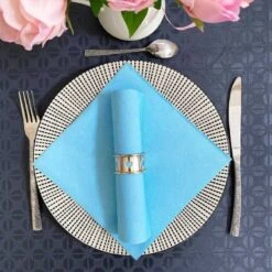 25 Serviettes Non-tissées Bleu Ciel Premium 40 Cm Table'Colors -Vacances Vaisselle Magasin 25 serviettes non tisse luxe bleu ciel 40 x 40cm 2