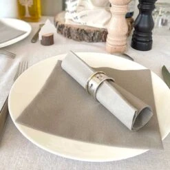 25 Serviettes Non-tissées Gris Beige Premium 40 Cm Table'Colors -Vacances Vaisselle Magasin 25 serviettes non tisse luxe gris beige 40 x 40cm 2