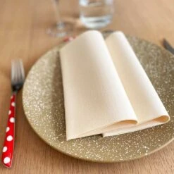 25 Serviettes Non-tissées Ivoire Premium 40 Cm Table'Colors 10 25 Serviettes Non-tissées Ivoire Premium 40 Cm Table'Colors -Vacances Vaisselle Magasin 25 serviettes non tisse luxe ivoire 40 x 40 cm 3
