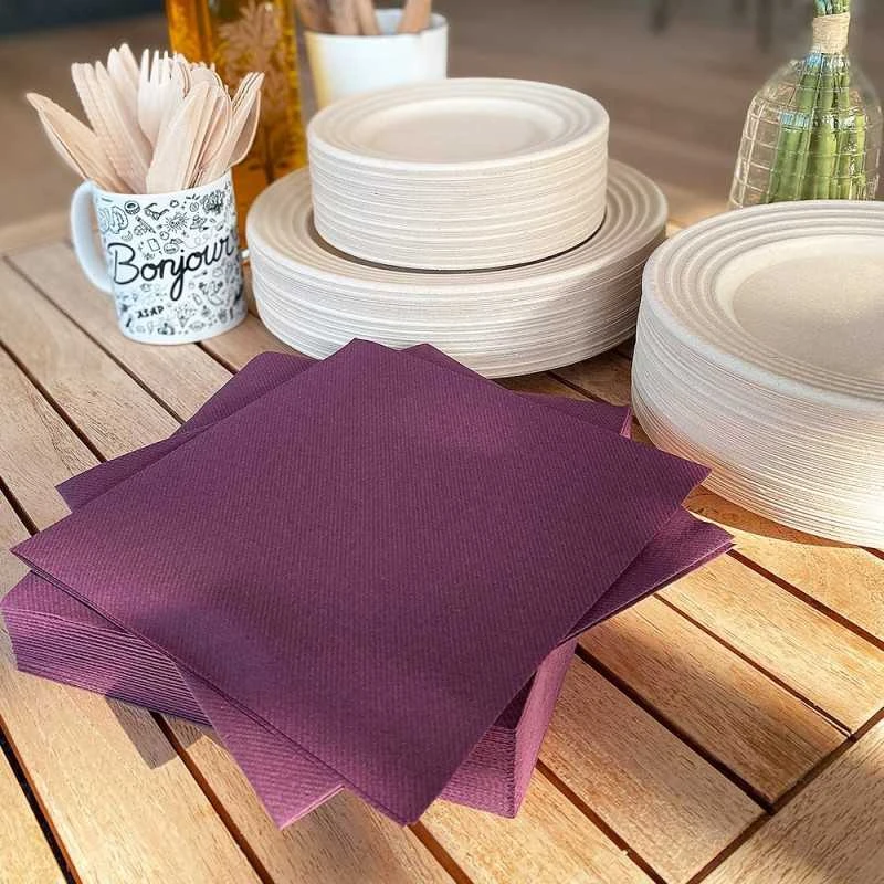 25 Serviettes Non-tissées Prune Premium 40 Cm Table'Colors 5 25 Serviettes Non-tissées Prune Premium 40 Cm Table'Colors – Image 3